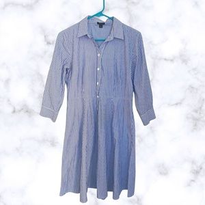 Ann Taylor Womens 4 Pinstripe Shirt Dress 100% cotton, 3/4 Length Sleeve